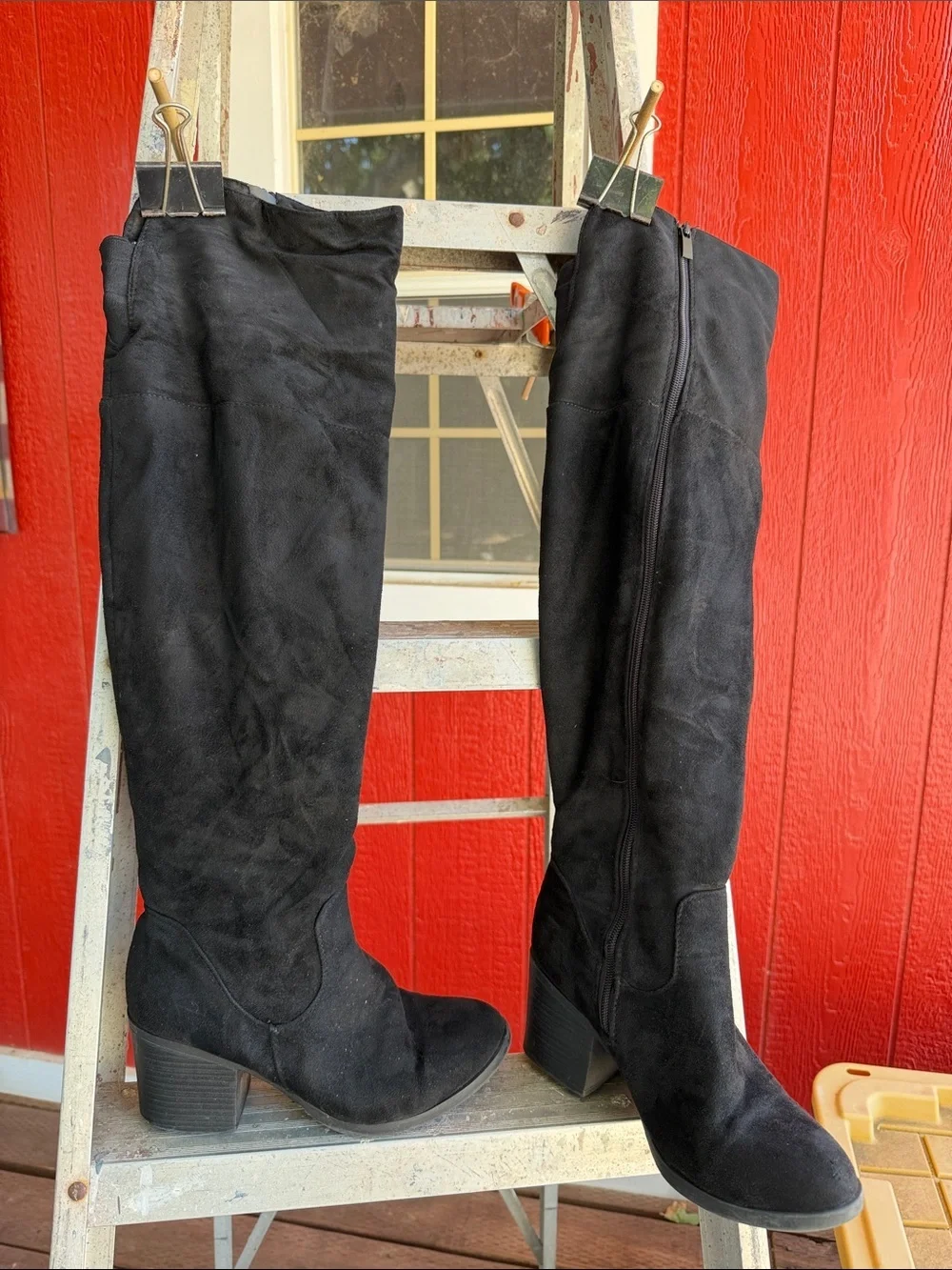TOP Moda Black Over-the-Knee Suede-Look Boots